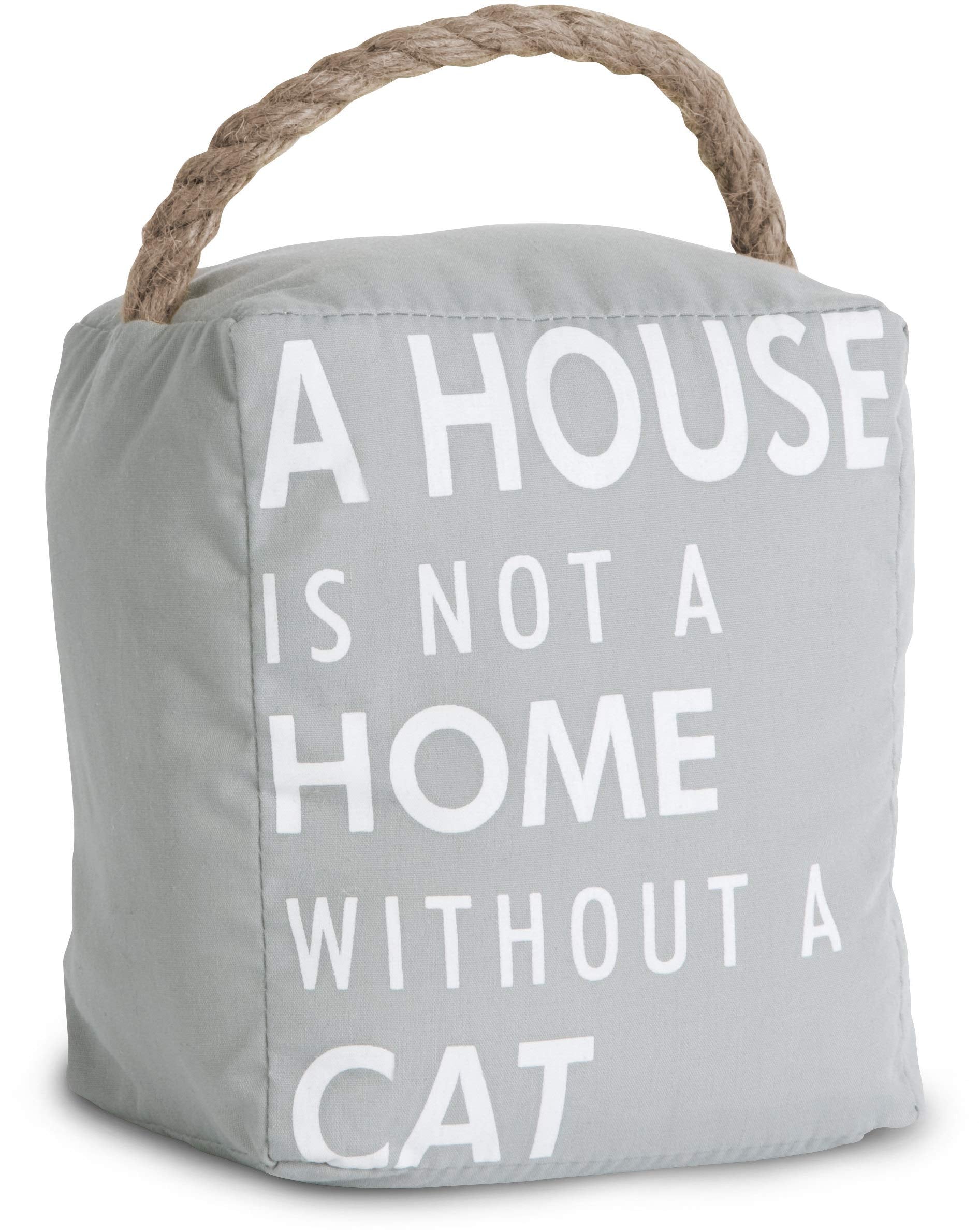 Pavilion Gift Company 72155 Cat Door Stopper, 5 By 6-Inch, Grey, White
