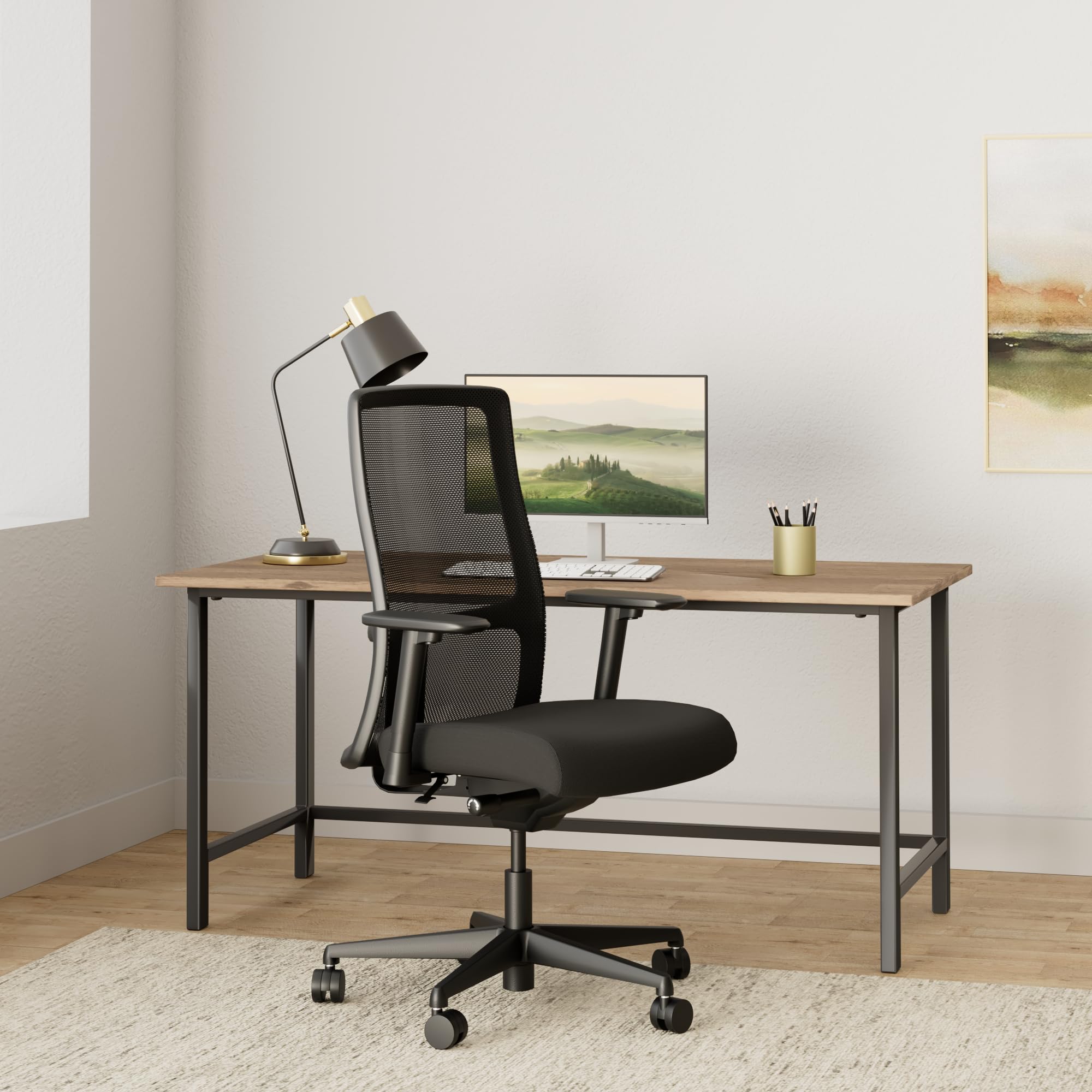 Hon Ignition Series Mid-Back Work Chair - Mesh Computer Chair For Office Desk, Black (Hiwm2)