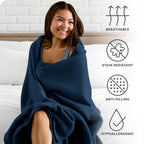 Bare Home Polar Fleece Blanket - Twin/Twin Xl Blanket - Dark Blue - Warm & Cozy - Premium Fleece - Blanket For Bed, Sofa, Campin