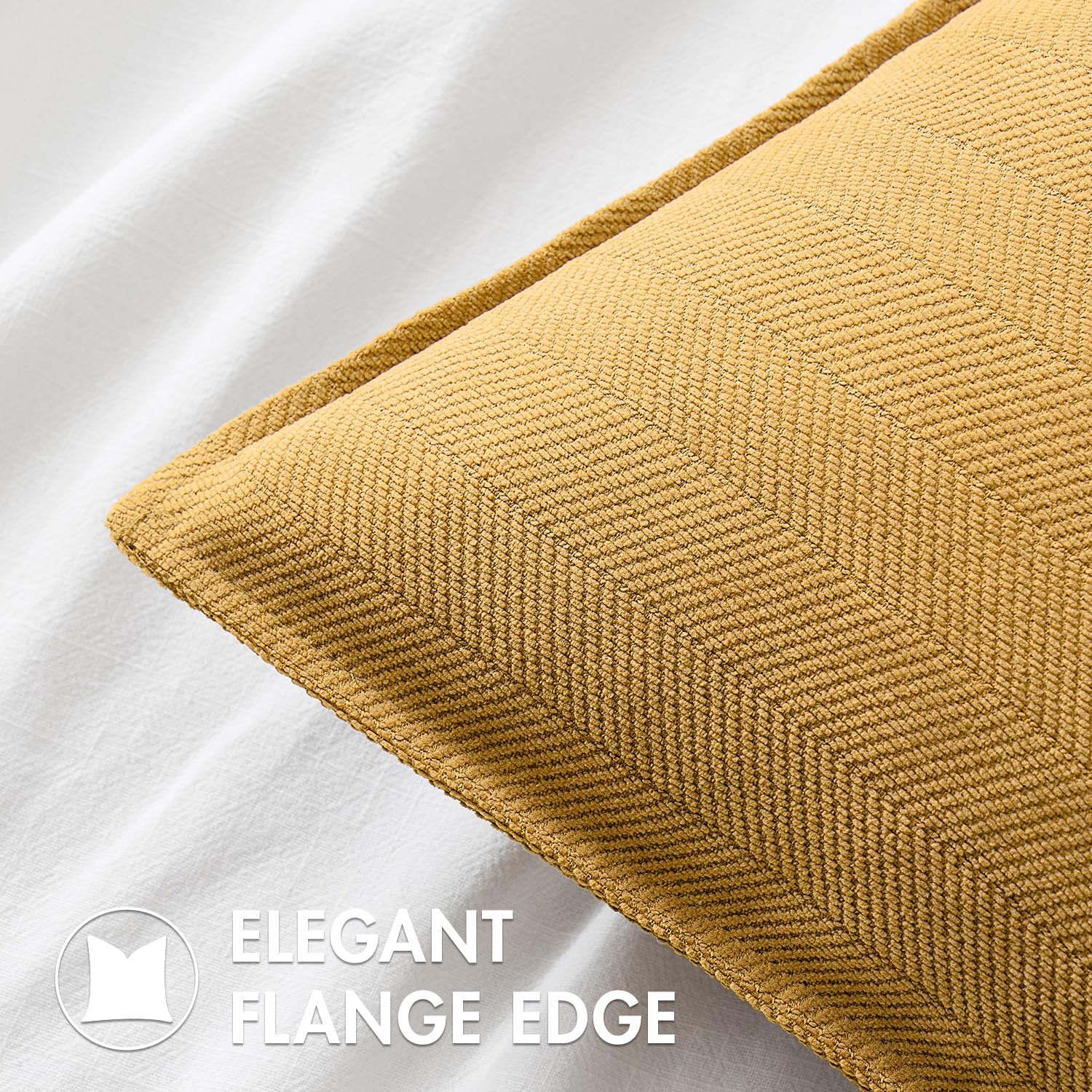 Miulee Pack Of 2 Gold Decorative Pillow Covers 22X22 Inch Soft Chenille Luxurious Couch Throw Pillows Farmhouse Cushion Covers Euro Shams With Elegant Design For Sofa Bedroom Living Room Home Decor