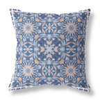 HomeRoots Blue Pink White Broadcloth 28â€ Blue Pink Paisley Indoor Outdoor Throw Pillow