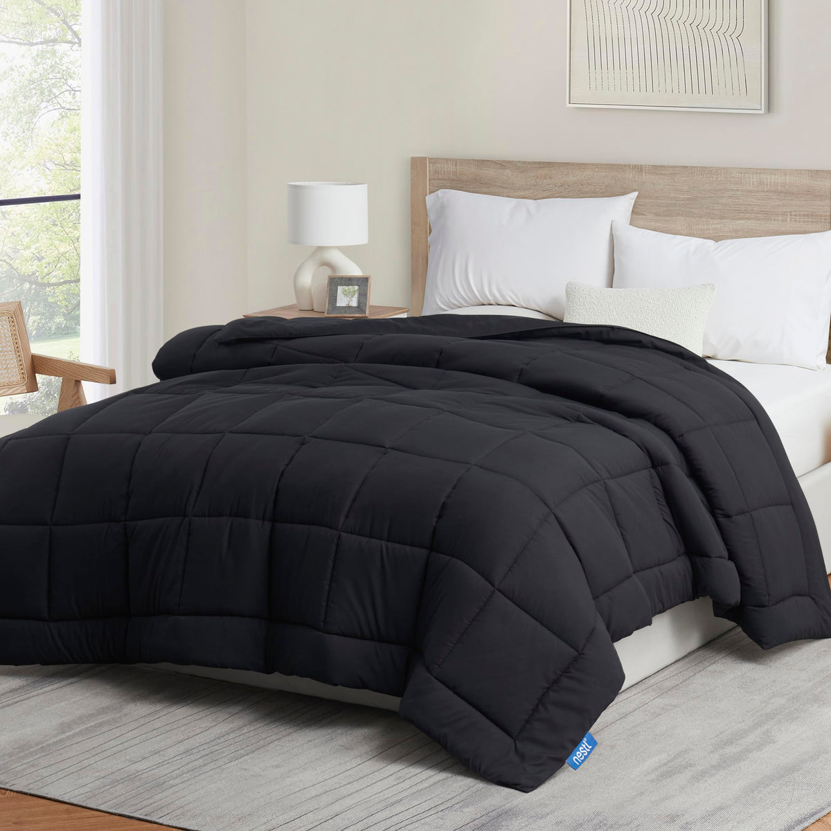 Nestl Comforter Duvet Insert, Quilted Down Alternative Comforter California King Size, All Season Black Comforter California Kin