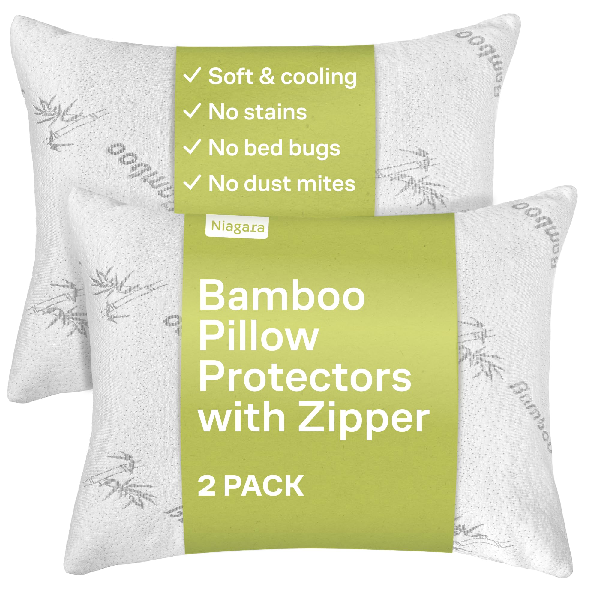 Cloud-Like Pillow Protectors With Zipper King Size - Breathable Cooling Pillow Covers For Hot Sleeprers - 100% Resistant To Stai