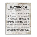 Stupell Industries Bathroom Rules Funny Word Wood Textured Design Gray Framed Wall Art, 11x14, Multicolor