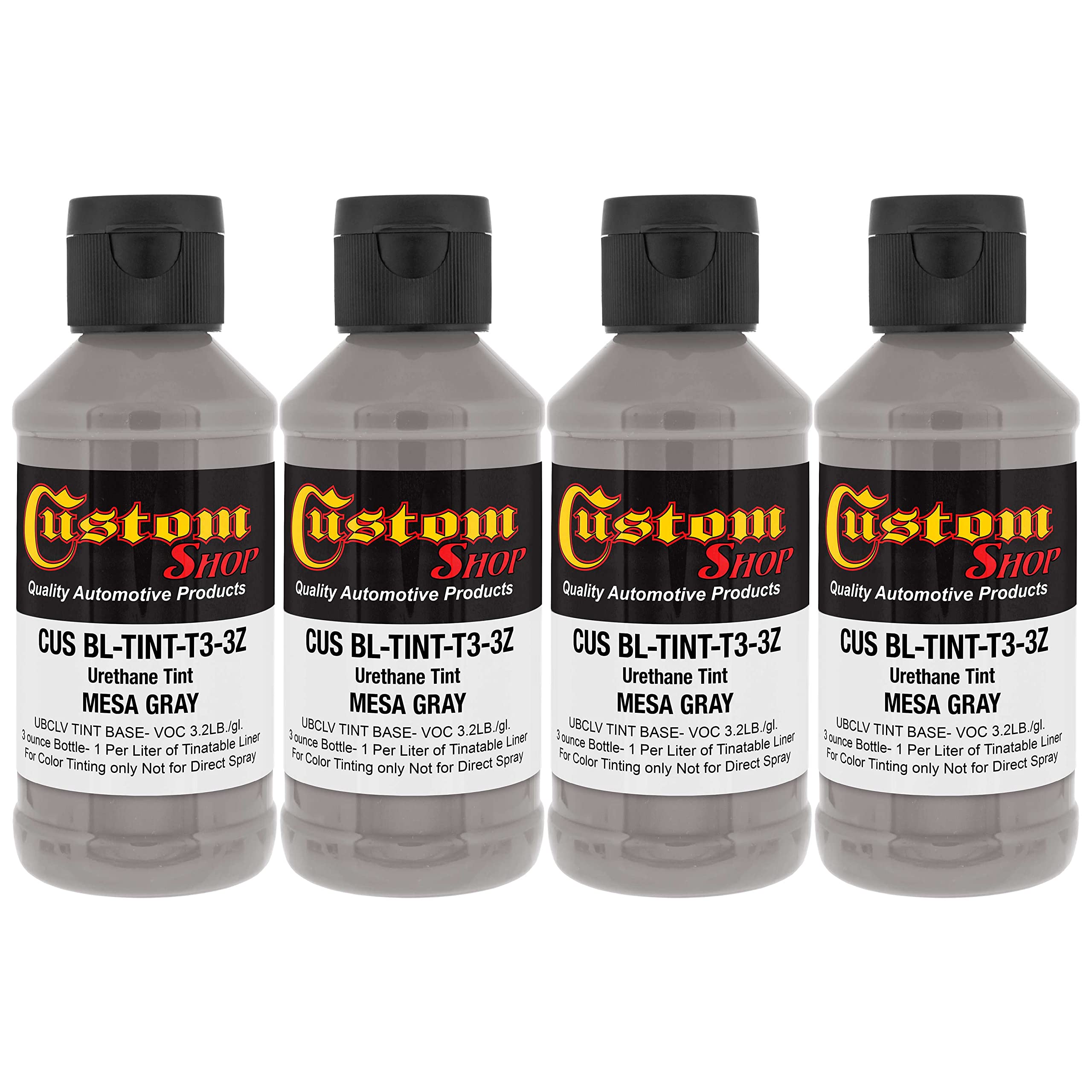 Custom Coat 3 Ounce (Mesa Gray Color) Urethane Tint Concentrate For Tinting Truck Bed Liner Coatings (Pack Of 4) - Proportioned