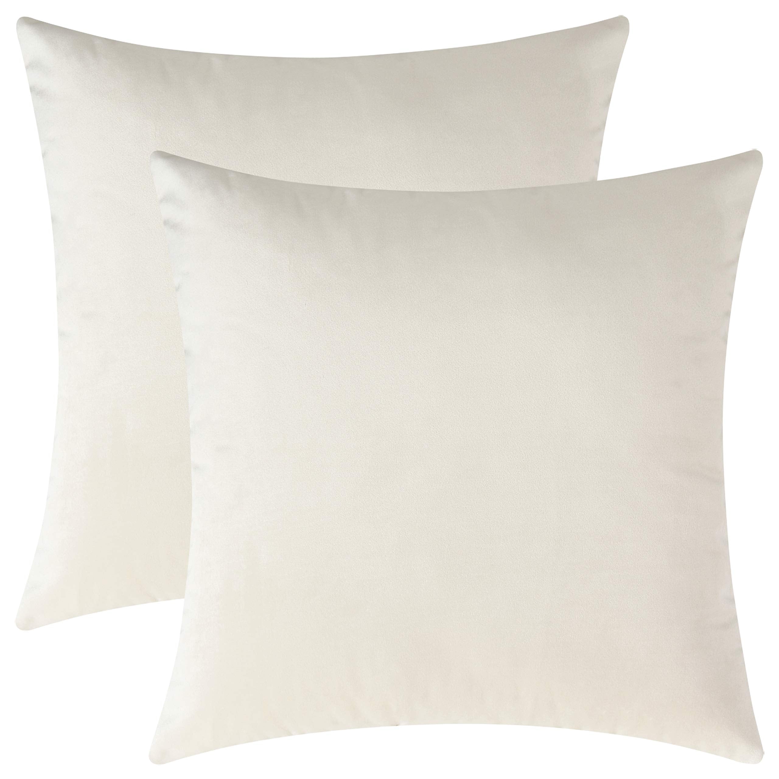 Mixhug Decorative Throw Pillow Covers, Velvet Cushion Covers, Solid Throw Pillow Cases For Couch And Bed Pillows, Cream, 20 X 20