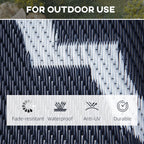 Outsunny Reversible Outdoor Rug, 9' X 12' Waterproof Plastic Straw Floor Mat, Portable Rv Camping Carpet, Large Floor Mat For Backyard, Deck, Picnic, Beach, Blue & White
