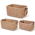 3 Pcs Small Wicker Basket for Organizing Paper Rope Storage Baskets with Handle Handwoven Storage Basket for Shelves Bathroom Cu