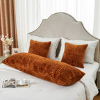 Sochow Fall Body Pillow Cover 21X54 Inches, Super Soft And Cozy Leaves Textured Fleece Long Body Pillowcase With Zipper Closure,