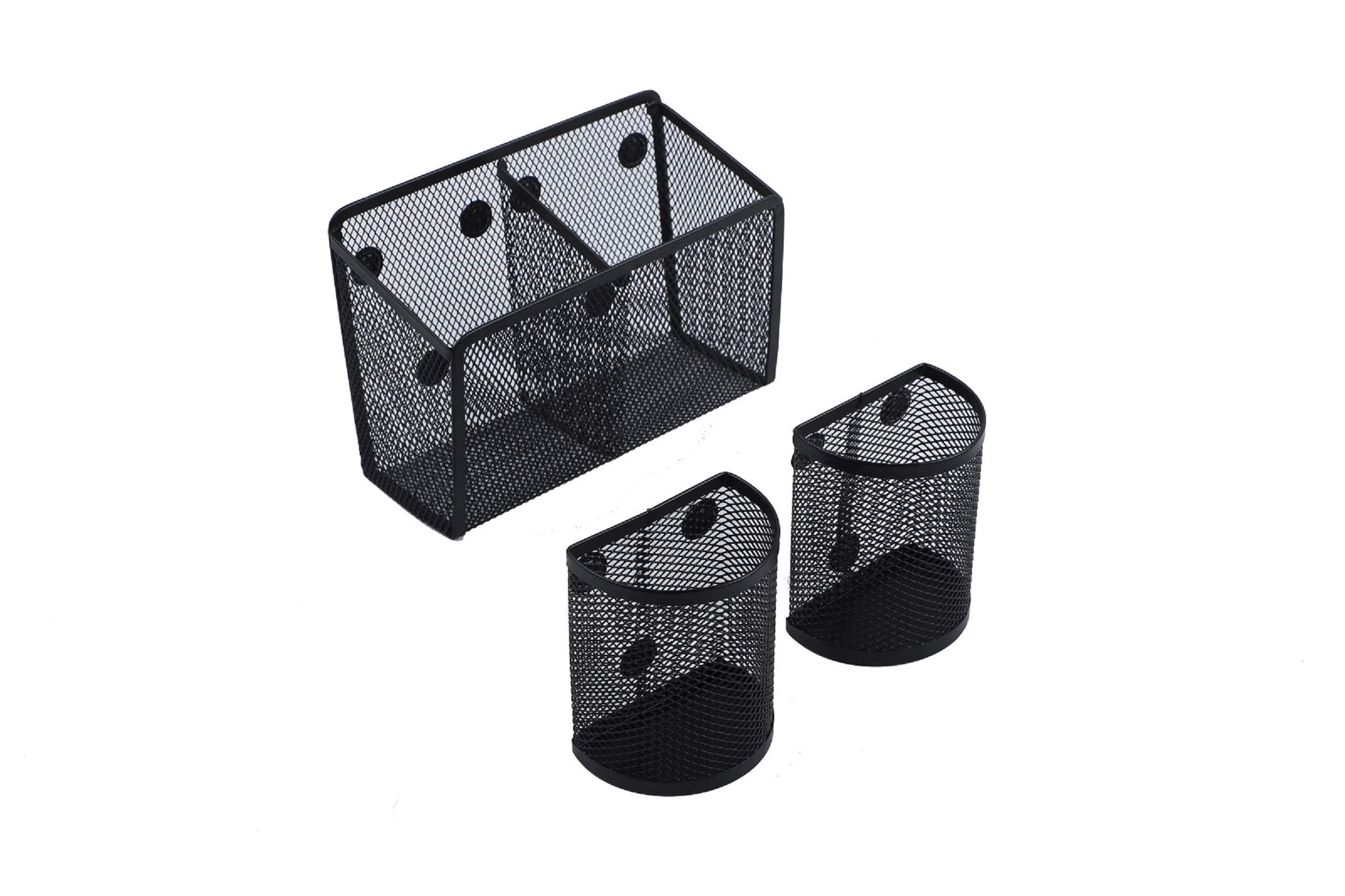 Hioffice Magnetic Pencil Holder,3 Pack Magnetic Storage Basket Organizer,Extra Strong Magnets Pen Holder, For Your Whiteboard, F