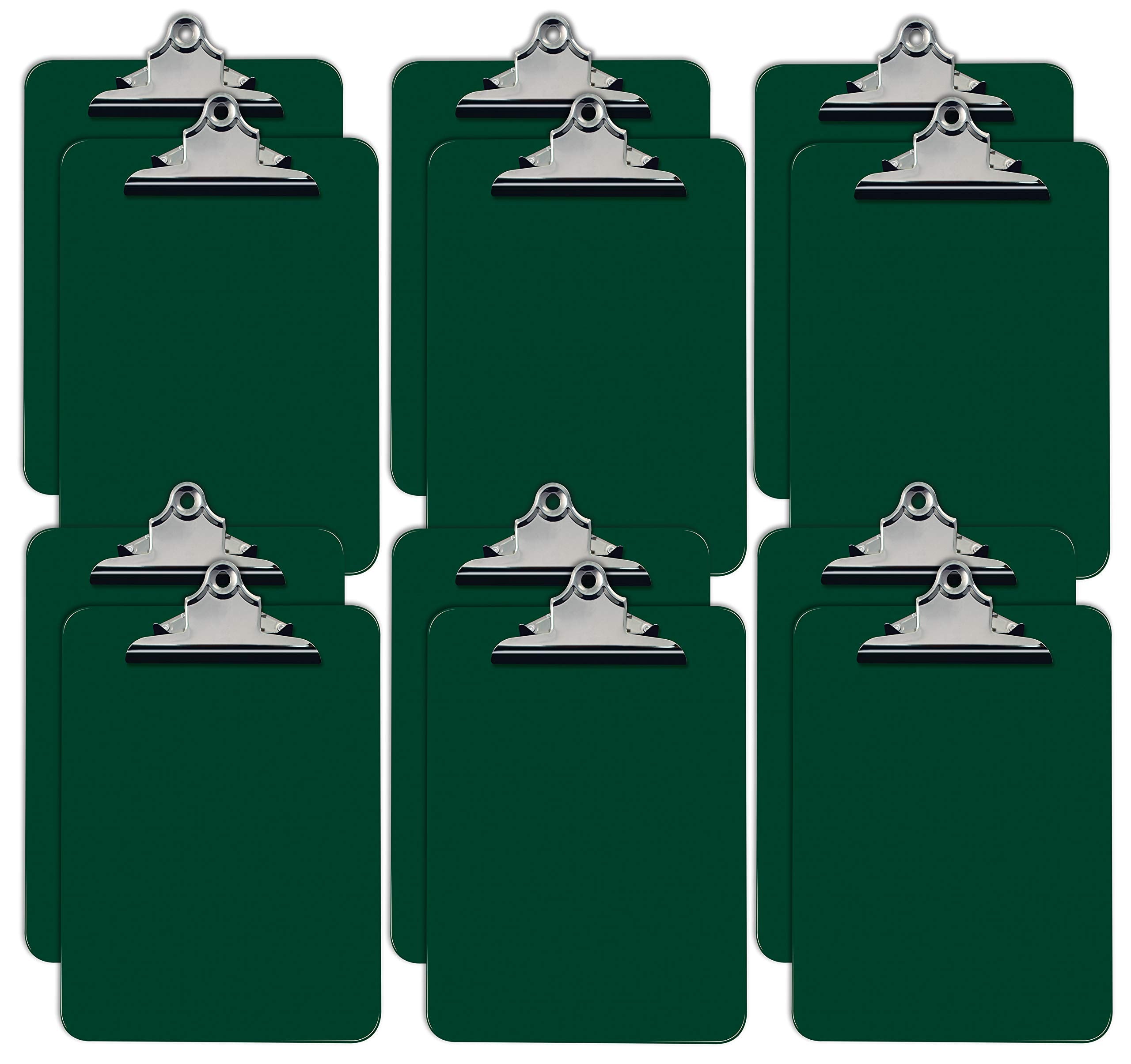 Better Office Products Green Plastic Clipboards, 12 Pack, Durable, 12.5 X 9 Inch, Standard Metal Clip, Green, Set Of 12