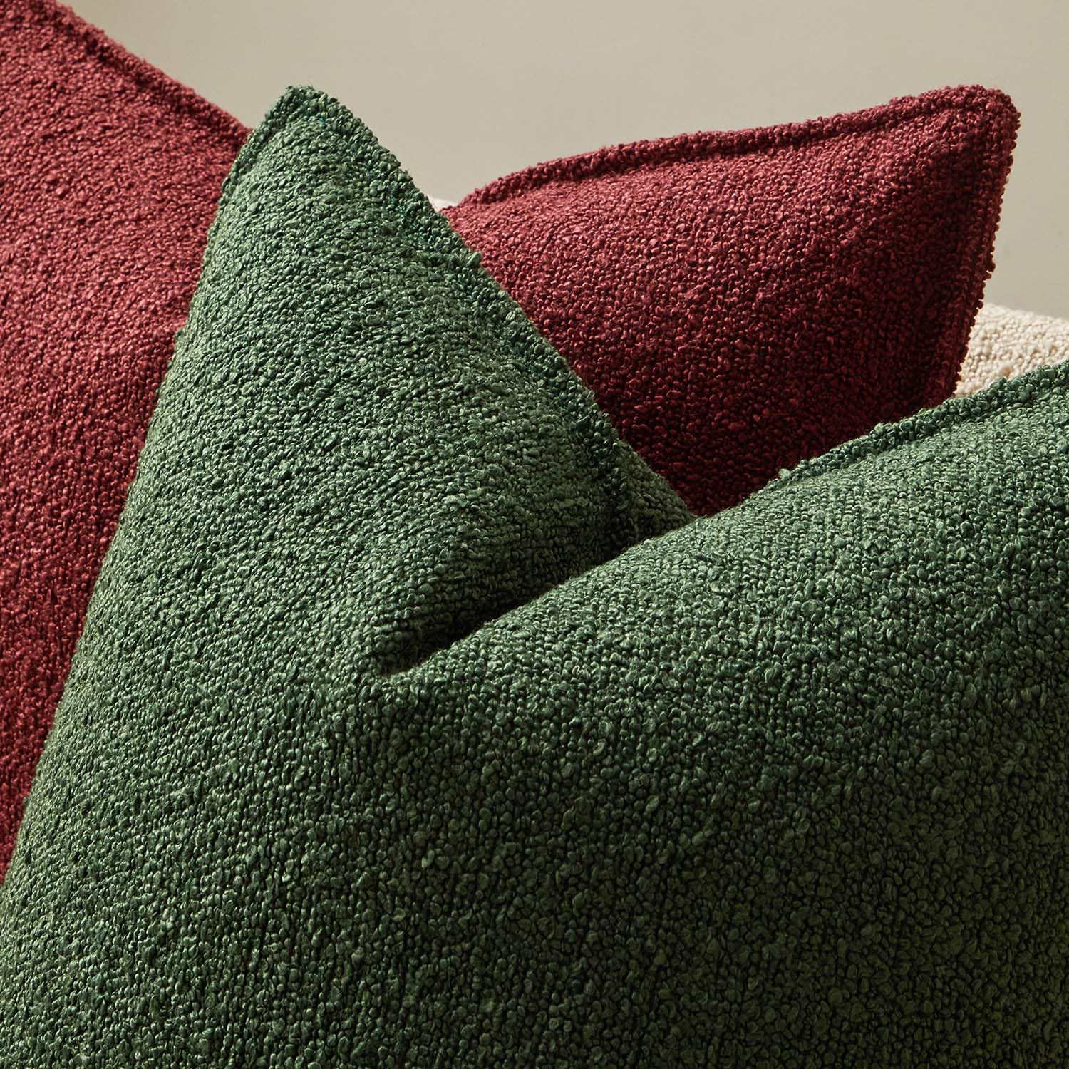 Juspurbet Green Boucle Throw Pillow Covers 16X16 Inch Set Of 2 For Couch Bedroom Sofa Living Room Decorative Soft Thick Textured