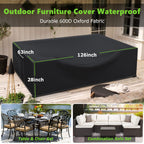 Patio Furniture Covers Waterproof, 600D Outdoor Furniture Covers Waterproof, Rectangular Outdoor Sectional Sofa Set Covers, Extra Large Patio Covers For Outdoor Furniture, 126'X63'X28'-Black