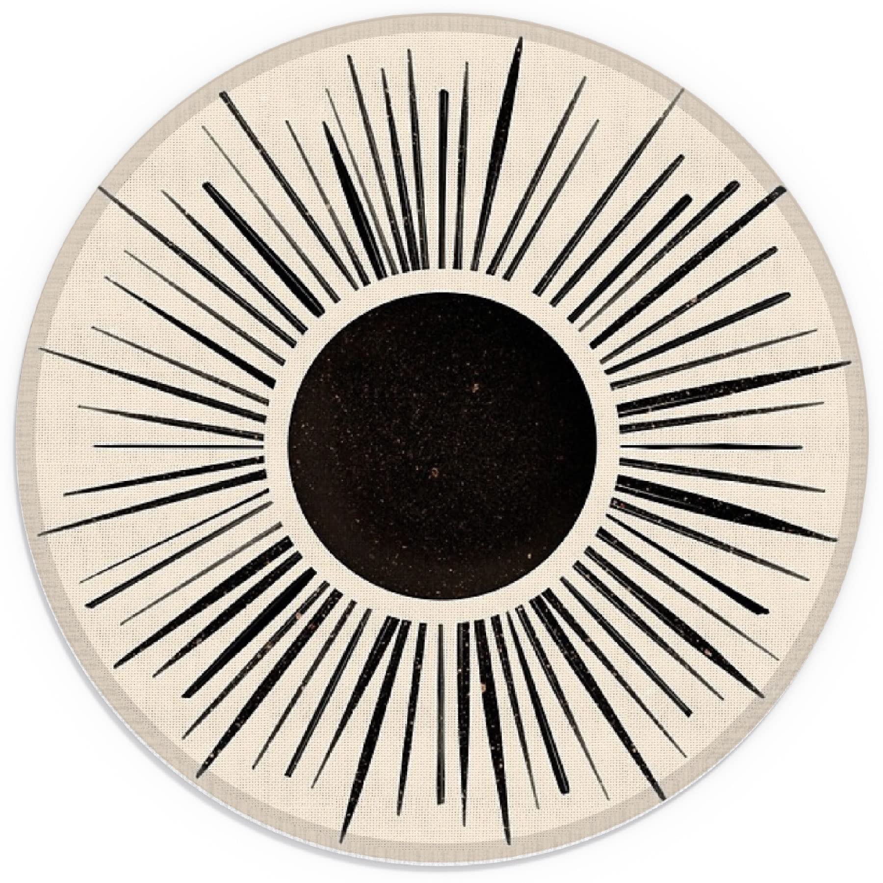 Boho Nordic Sun Abstract Black Sunshine Small Mouse Pad 7.9X7.9 Inches,Washable Round Cloth Mousepad For Office Laptop Computer,