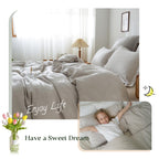 Simple&Opulence 100% Linen Duvet Cover Set, Pure Natural French Flax Light Grey Duvet Cover Twin Size, Breathable Soft Comfy Lin