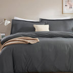 Nestl Dark Grey California King Duvet Cover Sets - Soft Double Brushed Cal King Duvet Cover, 3 Piece, With Button Closure, 1 Duv