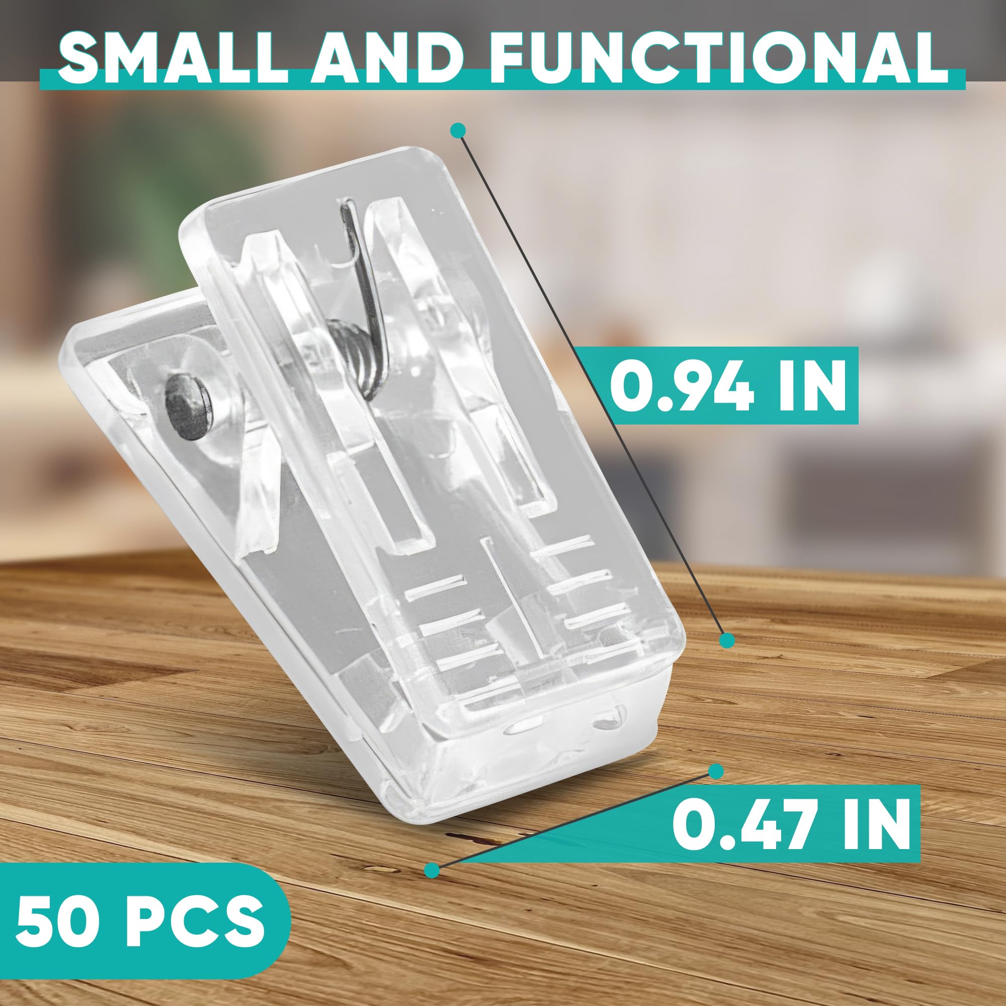 50Pcs Clear Plastic Clips For Hanging Photos - Mini Transparent Clips Small Binder Clips For Hanging Pictures Clear Display Clip