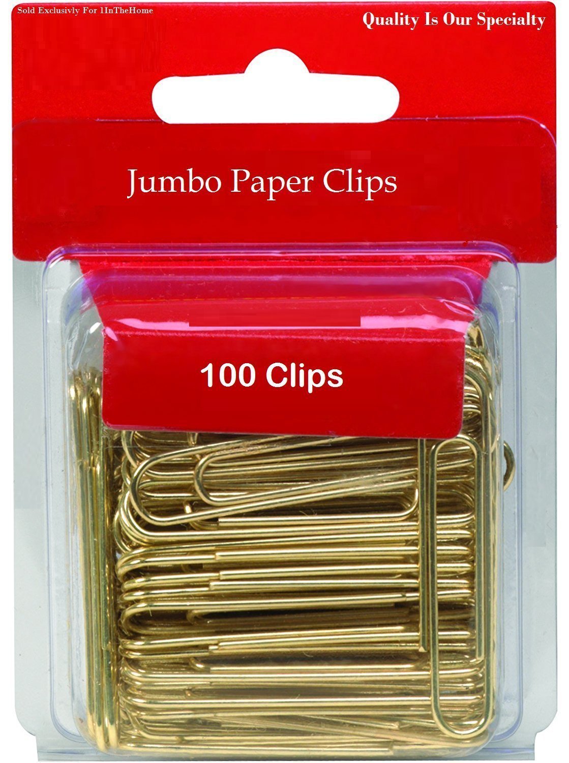 1Intheoffice Jumbo Paper Clips, Gold, Smooth, 100/Pack