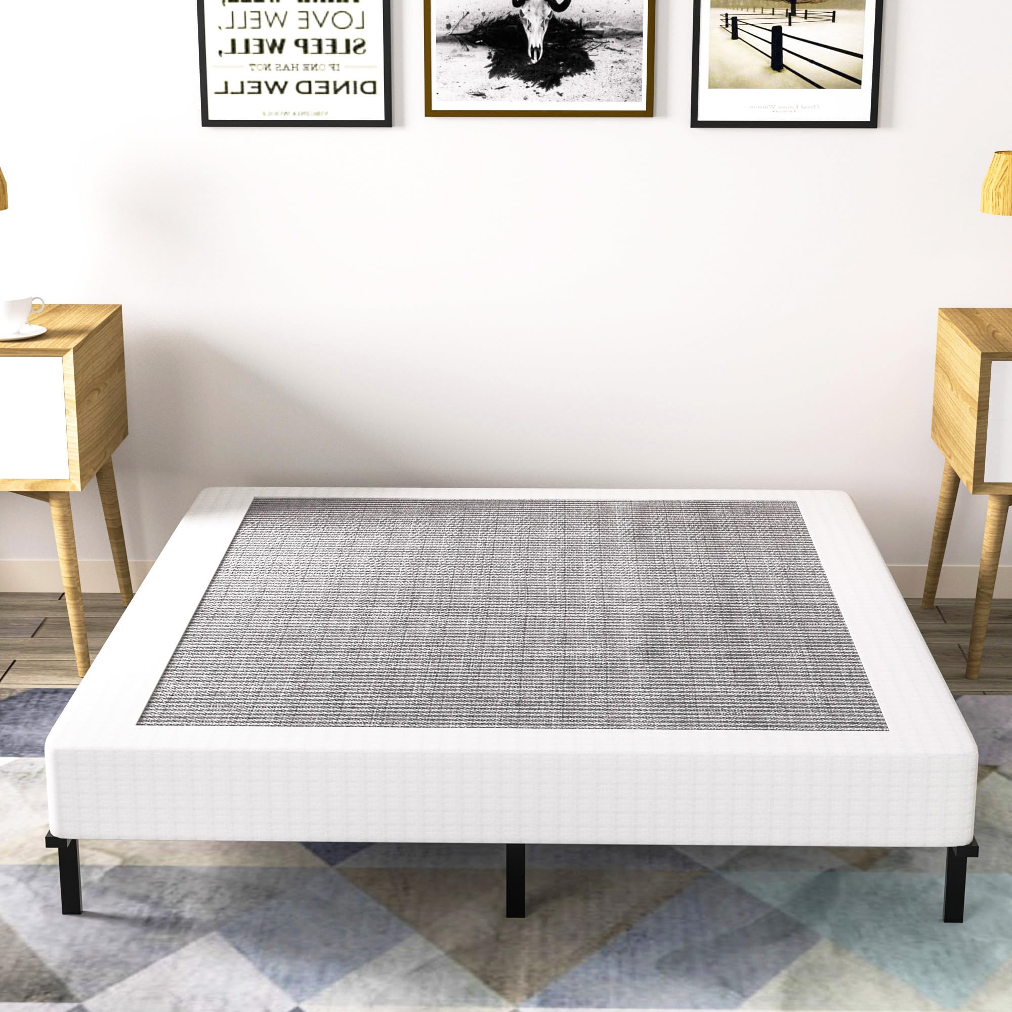 Vaciwe 8 Inch Box Spring King Size Bed Base, Heavy Duty Metal Frame Mattress Foundation With Easy Clean Cover, Noise Free,Easy A