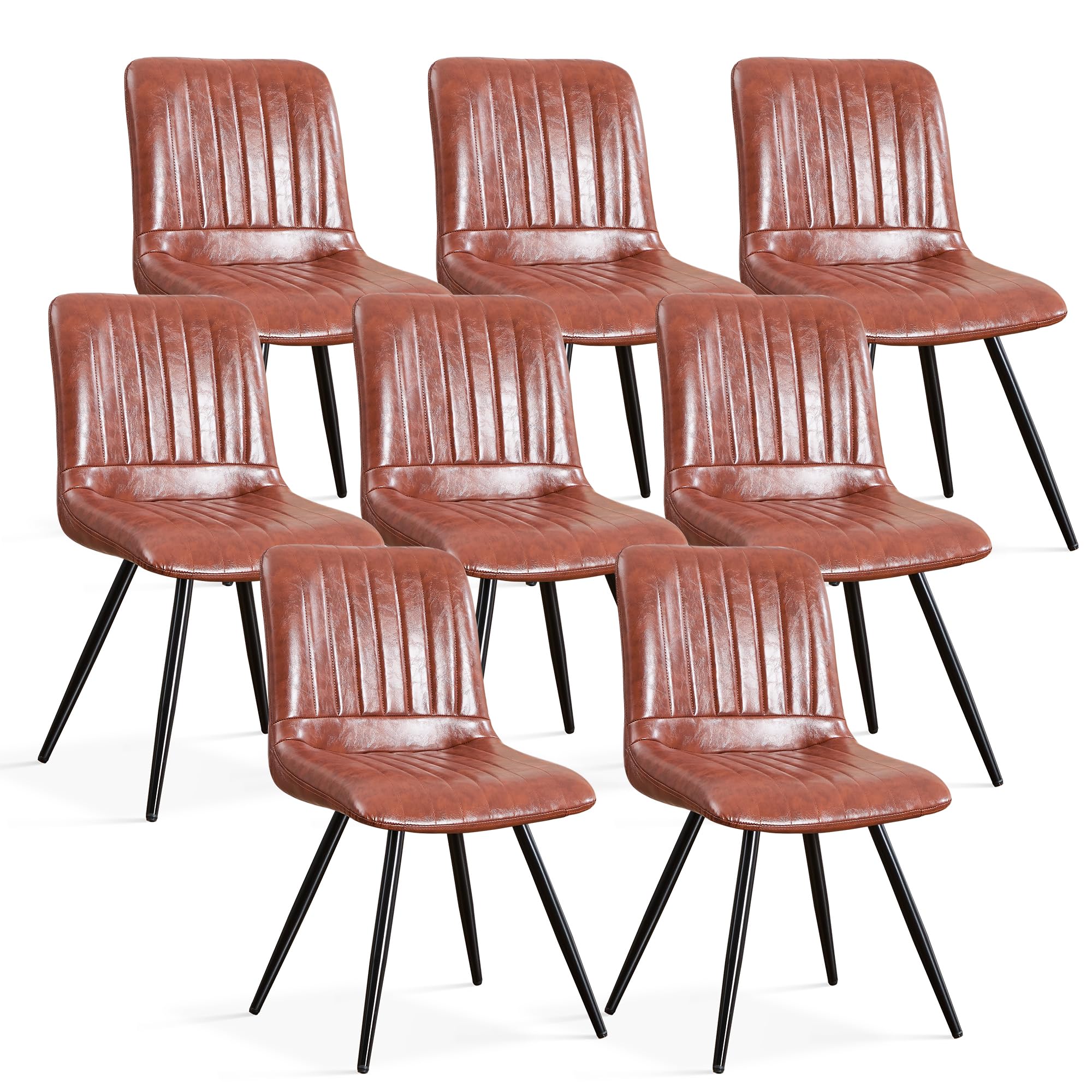 Choairy Dining Chairs Set Of 8, Modern Dining Chairs With Thick Cushions, Pu Leather Upholstered Kitchen Dining Room Chairs With