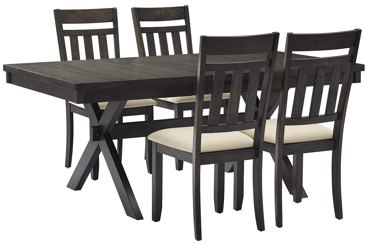 Crosley Furniture Hayden 5-Piece Modern Farmhouse Dining Table Set for 4 with Slat Back Chairs, Slate