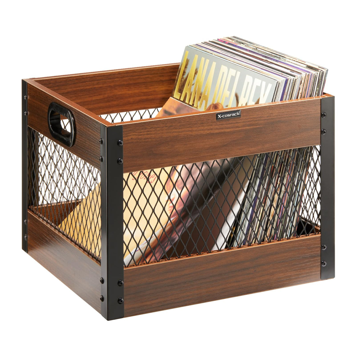 X-Cosrack Vinyl Record Storage Crate, Wooden Lp Album Shelf Vinyl Storage Cube Organizer Box