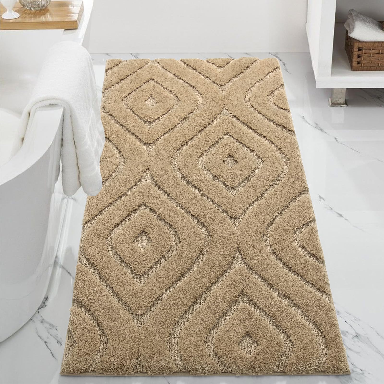 DEXDE Bathroom Rugs Runner 24x47 Long Bathroom Rug Non Slip Soft Washable Large Bath Mats for Bathroom Bedroom Hallway Kitchen F