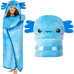 Axolotl Wearable Hooded Blanket For Adults - Super Soft Warm Cozy Plush Flannel Fleece & Sherpa Hoodie Throw Cloak Wrap - Axolot