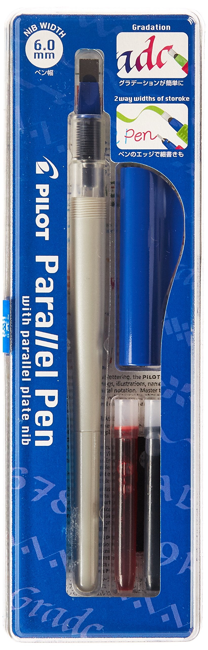 Pilot Parallel Calligraphy Pen Set, 6.0Mm Nib With Black And Red Ink Cartridges (90053)