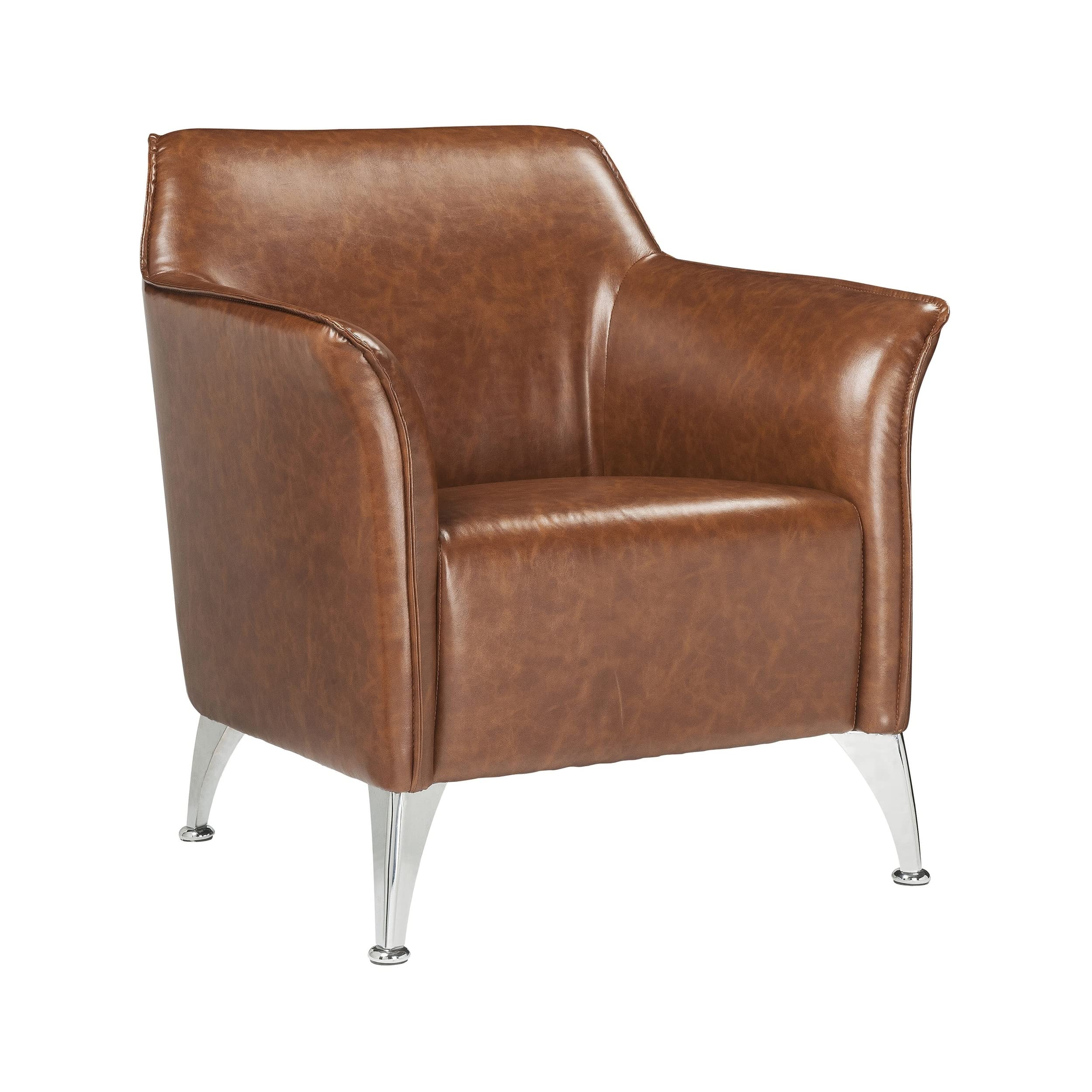 Acme Teague Faux Leather Upholstery Accent Chair with Flared Armrest in Brown