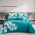 Djy Floral Quilt Set King 3 Pieces Gradient Green Bedspread Set Botanical Soft Bedding Quilt With 2 Pillow Shams Elegent Lightwe