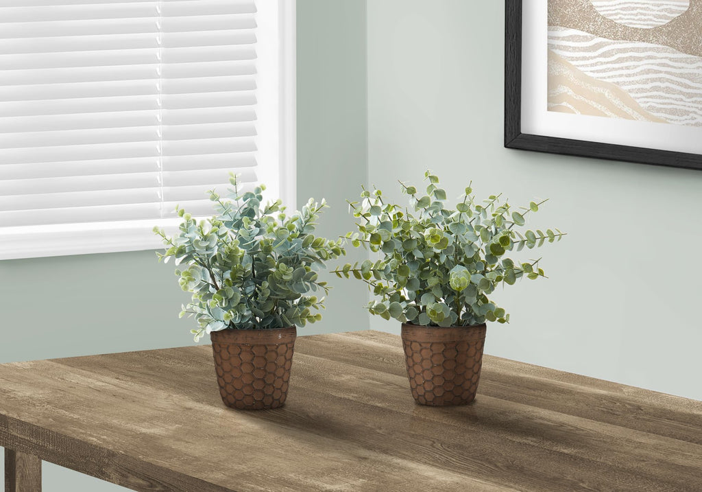 Monarch Specialties I 9560 Artificial Plant, 13' Tall, Eucalyptus Grass, Set of 2, Decorative, Green Leaves