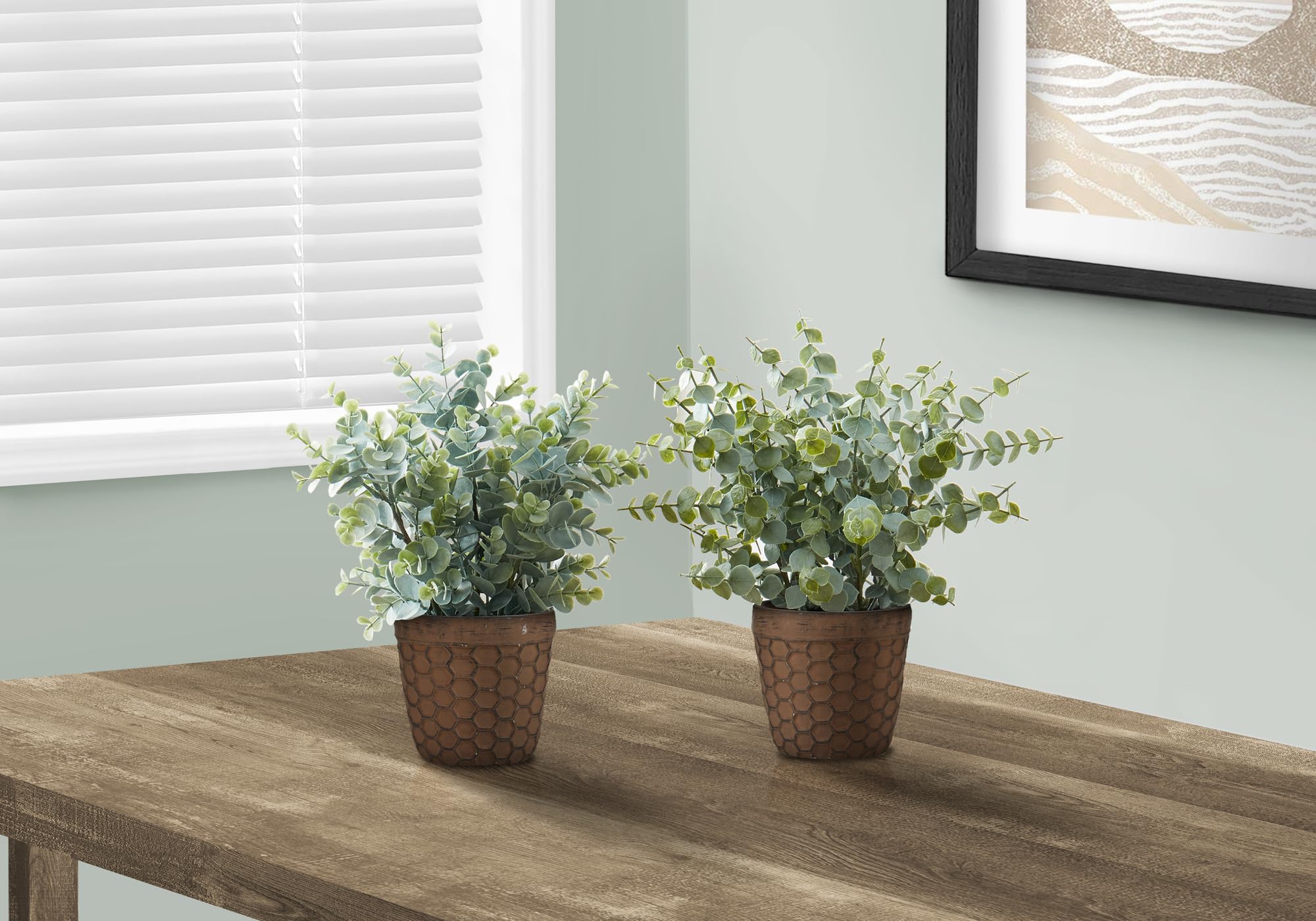 Monarch Specialties I 9560 Artificial Plant, 13' Tall, Eucalyptus Grass, Set of 2, Decorative, Green Leaves