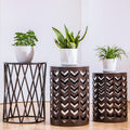 Y&M Set Of 3 Round Heavy-Duty Side Table End Table, Coffee Table For Indoor Multifunctional Use, Outdoor Decorative Garden Stool Plant Stand-Pure Brown(Ship From Us)