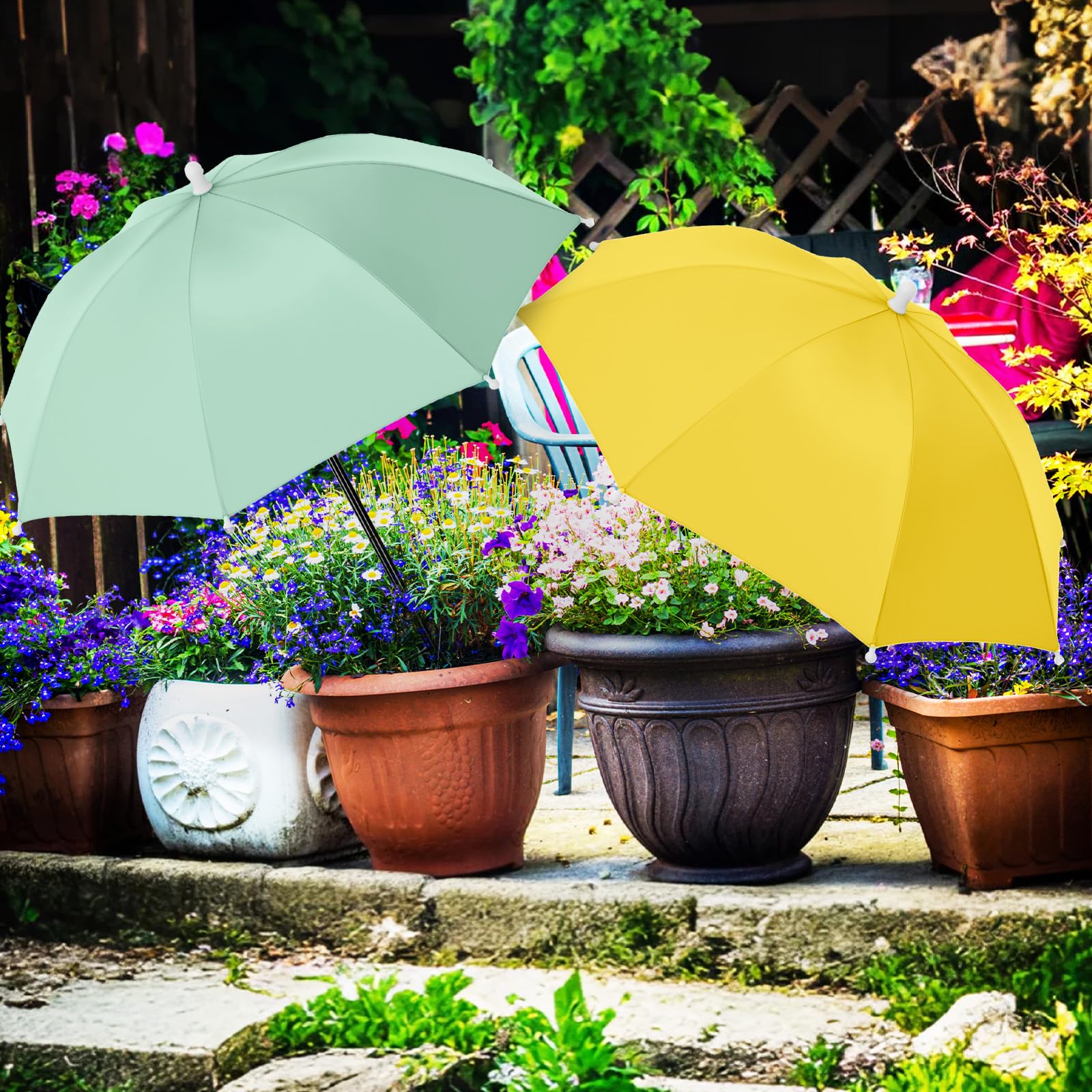 Sunnymove 2 Pack Plant Umbrellas for Outdoor Plants 24.8 Inch Garden Shade Cover Sun Protection Umbrella Space Saving Garden Umb