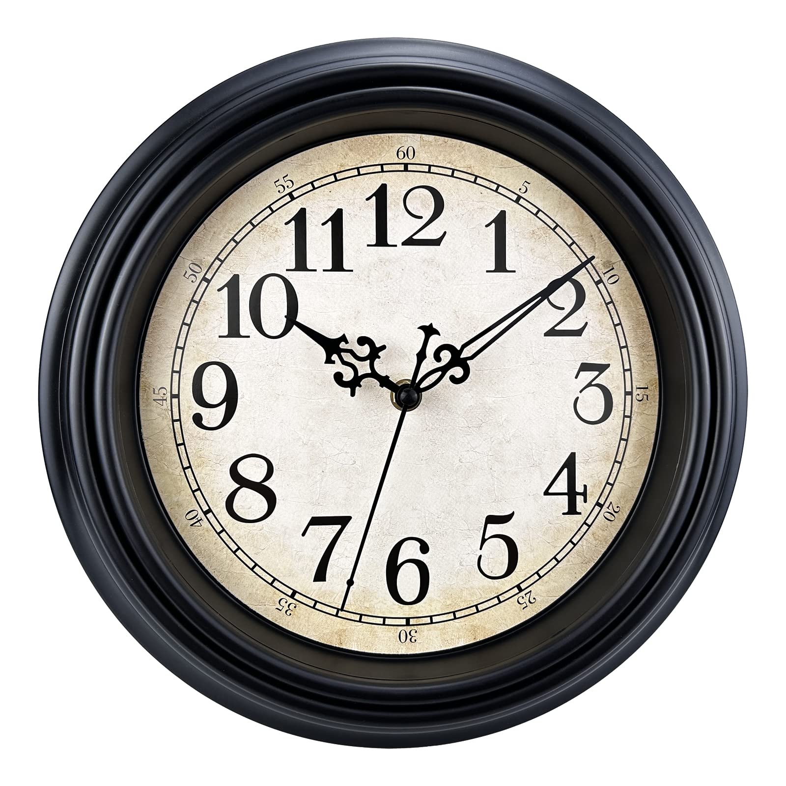 Plumeet Retro Wall Clock, 12 Non Ticking Classic Silent Vintage Wall Clocks Decorative Kitchen Living Room Bedroom - Battery O