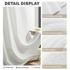 Meetbily White Linen Curtains 63 Inch Length For Living Room 2 Panels Back Tab Pocket Modern Farmhouse Semi Sheer Light Filterin