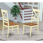 East West Furniture QUC-WHI-W Quincy Dining Room Cross Back Solid Wood Seat Chairs, Set of 2, Buttermilk & Cherry
