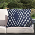 Adabana Outdoor Waterproof Throw Pillow Covers Set Of 2 Boho Geometric Pillows Cover For Patio Garden 18 X 18 Inch Navy Blue