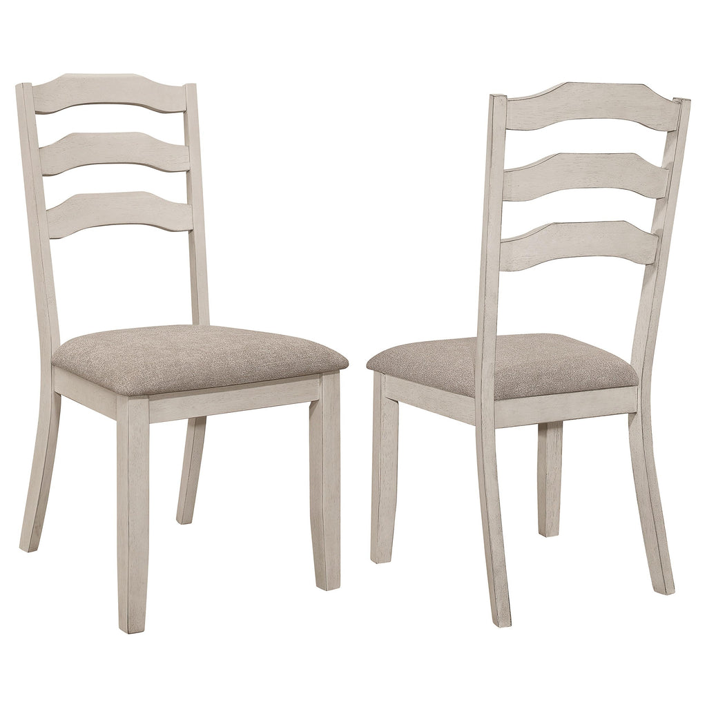 Coaster Home Furnishings Ronnie Ladder Back Padded Seat Dining Side Chair Khaki And Rustic Cream (Set Of 2)