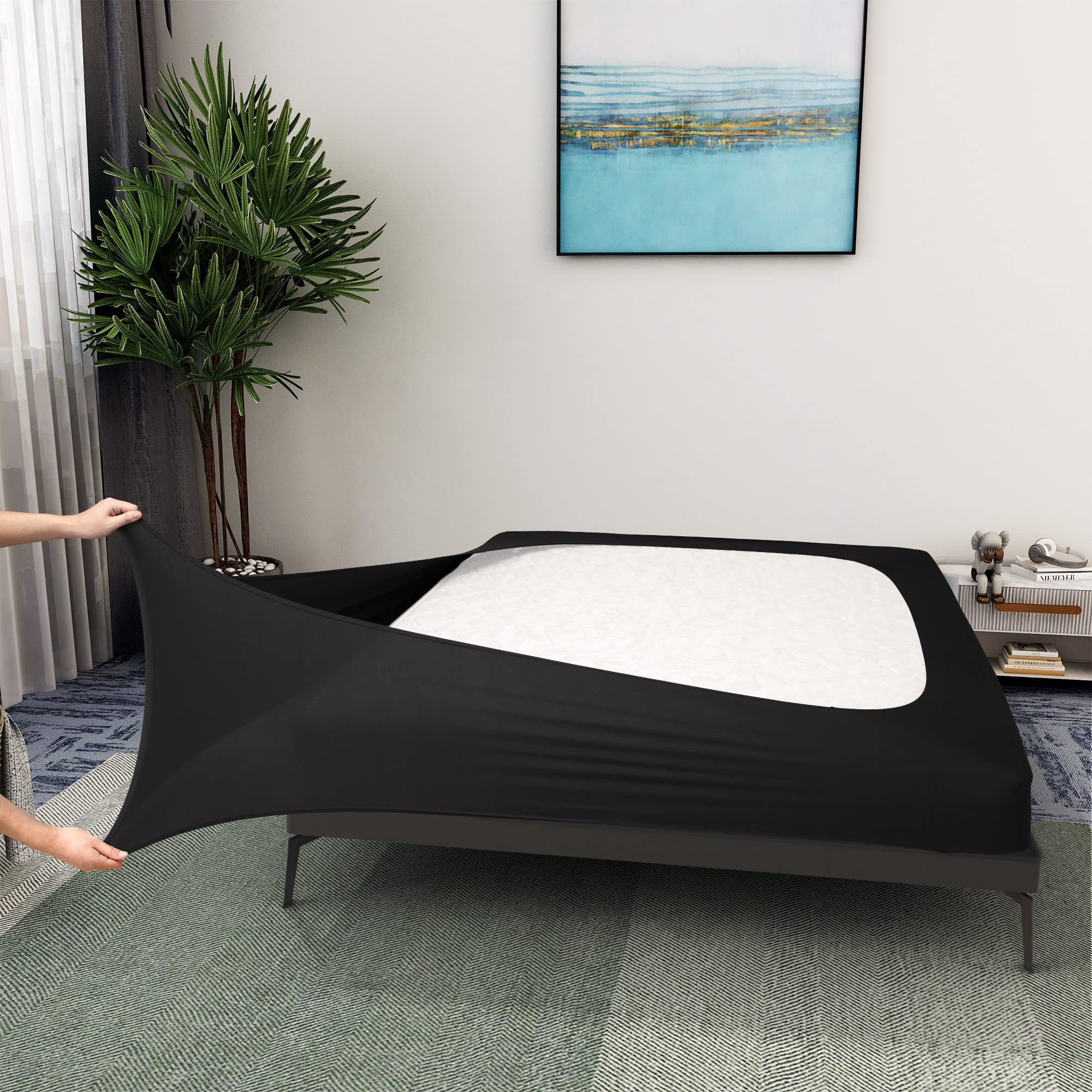 Box Spring Cover King Size - Jersey Knit & Stretchy Wrap Around 4 Sides Bed Skirt for Hotel & Home - King/Cal King/Olympic Queen