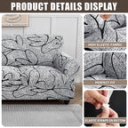 Searchi Stretch Sofa Cover Printed Couch Cover, Floral Pattern 3 Pieces Loveseat Slipcover With 2 Separate Cushion Cover, Washable Furniture Protector For Living Room(Loveseat, Grey Lotus+White)