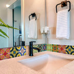 Backsplash Tile Stickers 24 Pc Set Traditional Talavera Tiles Stickers Bathroom & Kitchen Tile Decals Easy To Apply Just Peel An