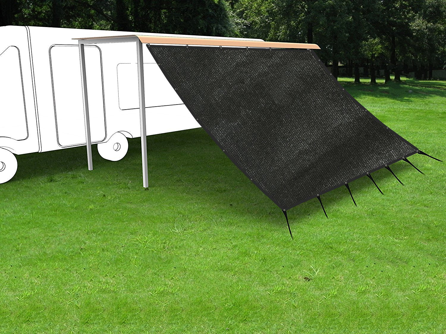 Shatex 8X10Ft Rv Awning Shade With 90% Privacy Screen Free Kit, Black
