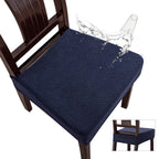 Genina Waterproof Seat Covers for Dining Room Chair Covers Waterproof Dining Chair Covers (2 PCS-Rear-gapped, Navy Blue)