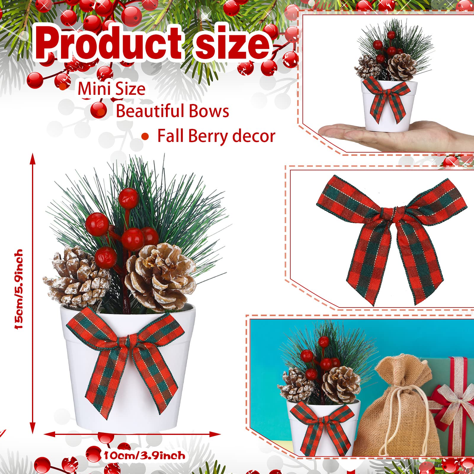 Jexine 3 Set Christmas Tiered Tray Decor Mini Potted Eucalyptus Decor Farmhouse Plant Decor Items For Tiered Trays Farmhouse Art