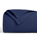 PHF 100% Cotton Waffle Weave Blanket Queen Size 90x90- Washed Warm Soft Lightweight Breathable Blanket for All Season-Perfect Bl