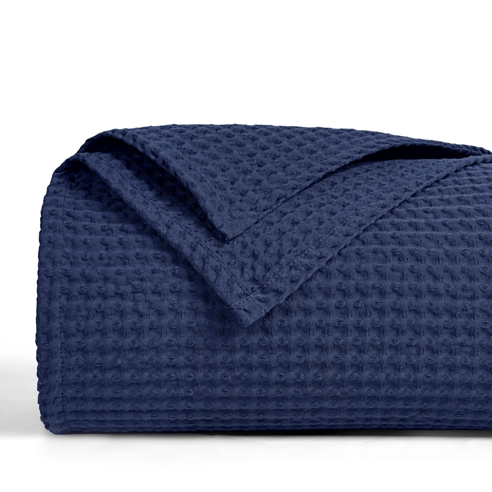 PHF 100% Cotton Waffle Weave Blanket Queen Size 90x90- Washed Warm Soft Lightweight Breathable Blanket for All Season-Perfect Bl