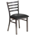 Flash Furniture Hercules Series Clear Coated Ladder Back Metal Restaurant Chair - Black Vinyl Seat