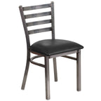 Flash Furniture Hercules Series Clear Coated Ladder Back Metal Restaurant Chair - Black Vinyl Seat